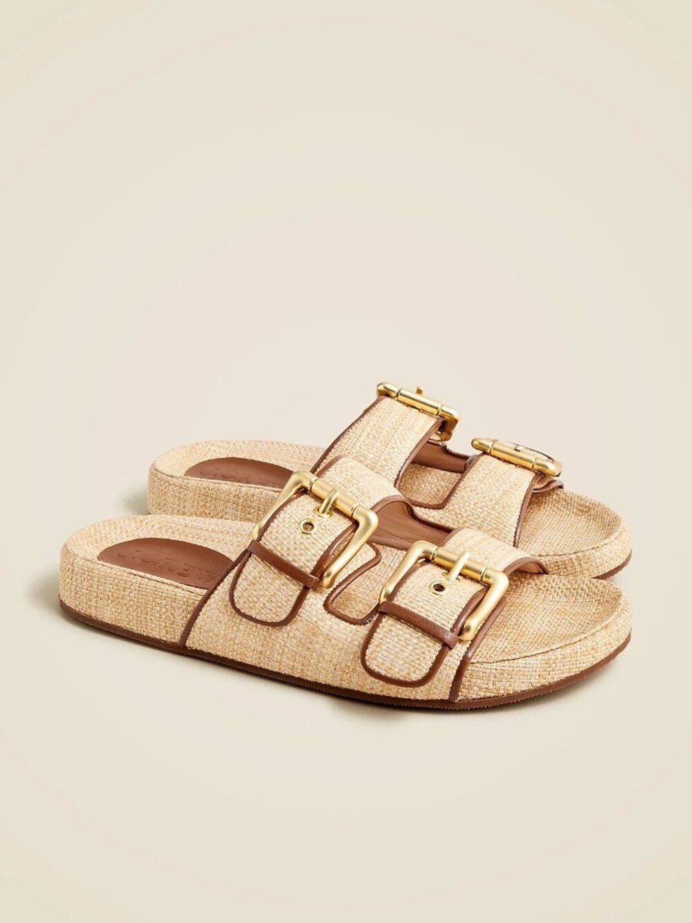 J. Crew Marlow Slip On Sandals In Raffia Beach Coastal Vacation Resortwear 8.5